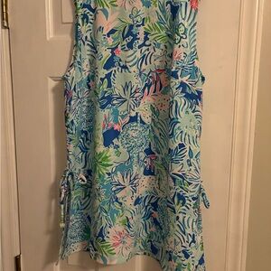 Lilly Pulitzer Light Blue Tropical Floral Sleeveless Tunic